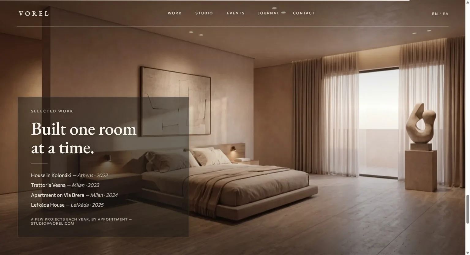 Selected work — built one room at a time