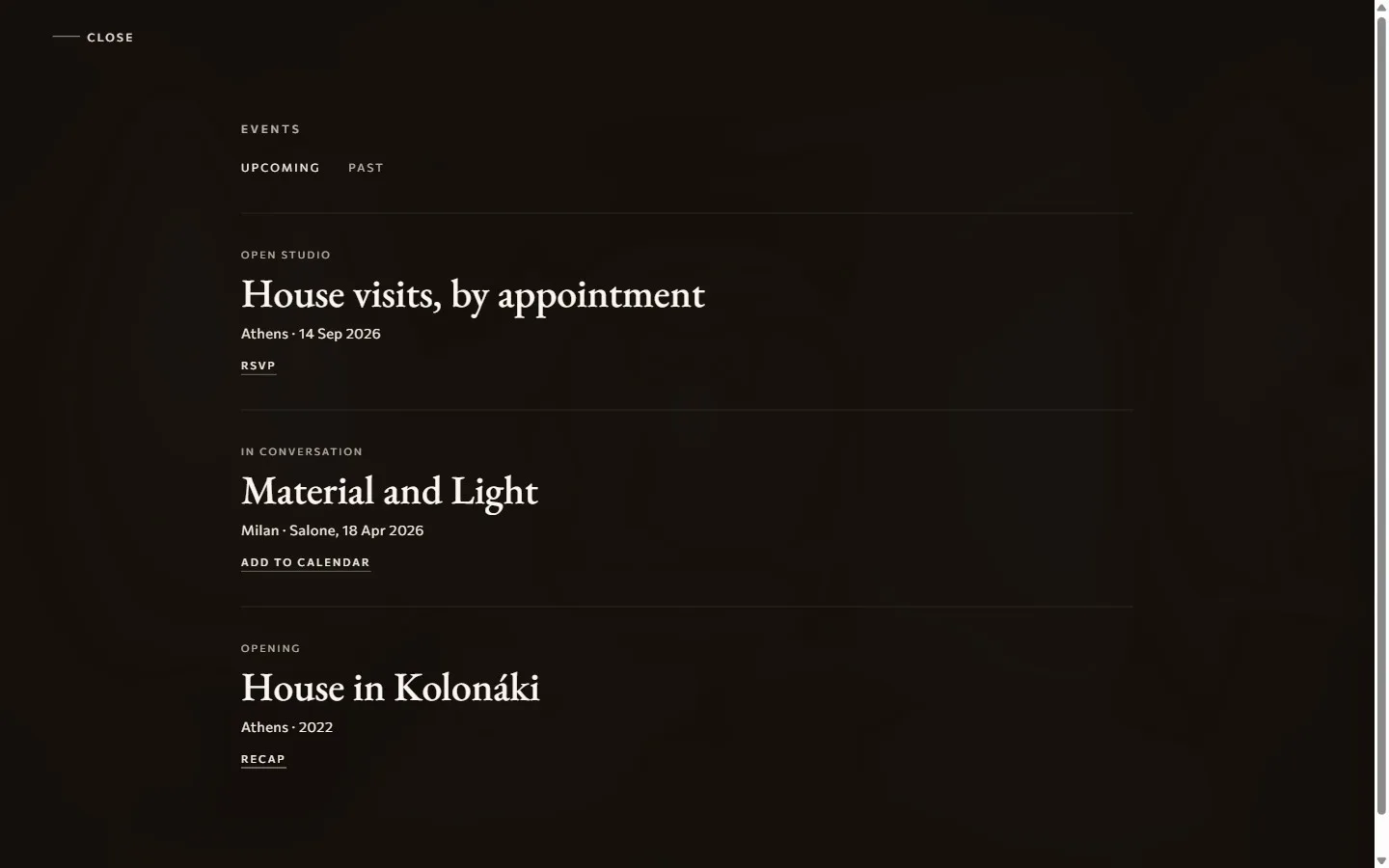 Events panel